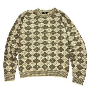 Vintage 90s TSR USA Crewneck Sweater‎ Mens Size M Geometric Knit Old Money Beige